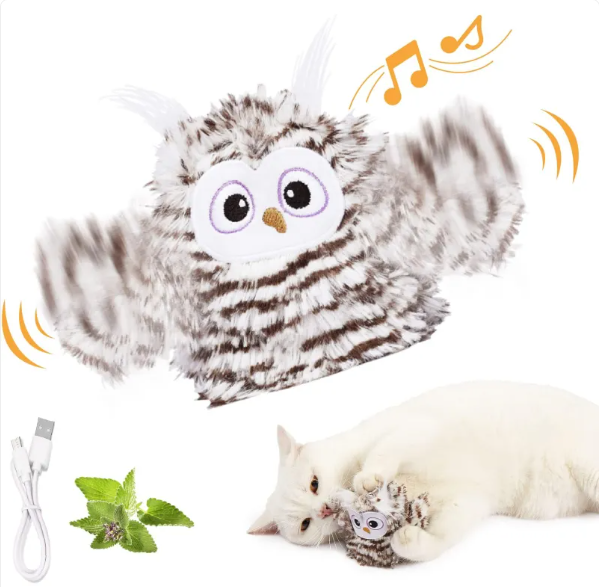 USB Rechargeable Interactive Flapping Bird Cat Toy