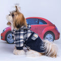 Small Dog Plaid-Collar Coat – Navy & Ash